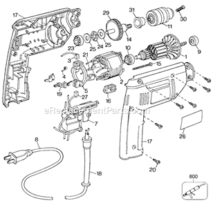 Page A Diagram and Parts List for 7196 Type 1 Black and Decker Electric Drill